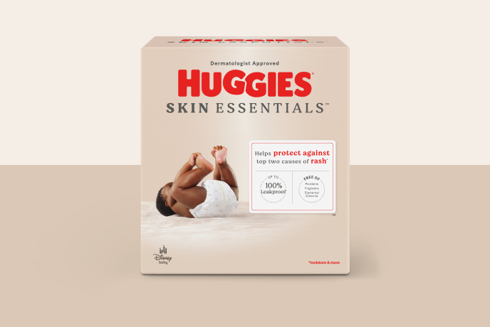Huggies® Skin Essentials™ diapers front product packaging